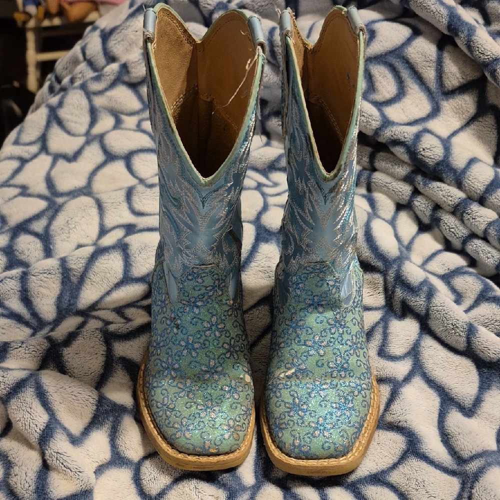 Roper Light Blue Floral Glitter Little Kids Boots